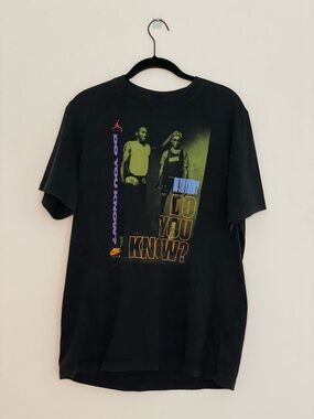 Jordan Black Short Sleeve Tee with Multicolor 'Do You Know?' Graphic